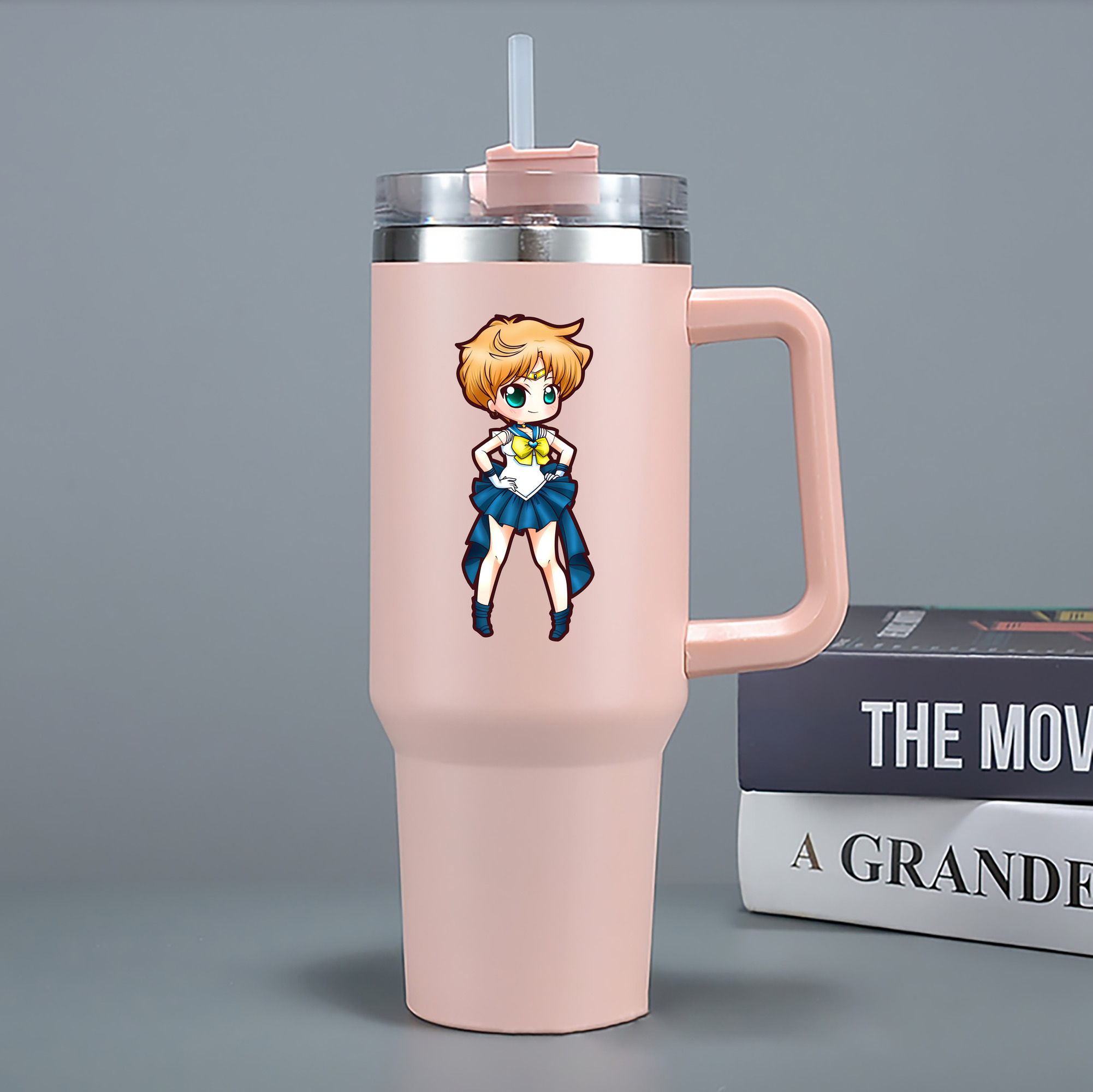 （画像用） 美少女戦士セーラームーン 天王はるか Sailor Moon Tenoh Haruka 1200mL車用タンブラー - クリスタルステッカー（プラスチックストロー付き）